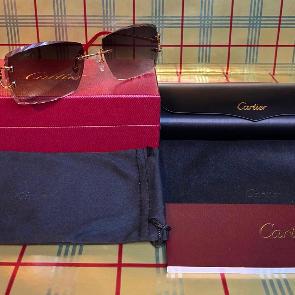 CARTIER UNISEX BIG C DIAMOND CUT RIMLESS SUNGLASSES